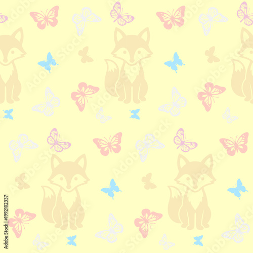 Cute Fox Seamless Pattern