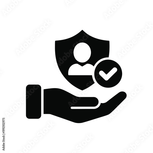 Security and protection concept with a hand holding a shield icon