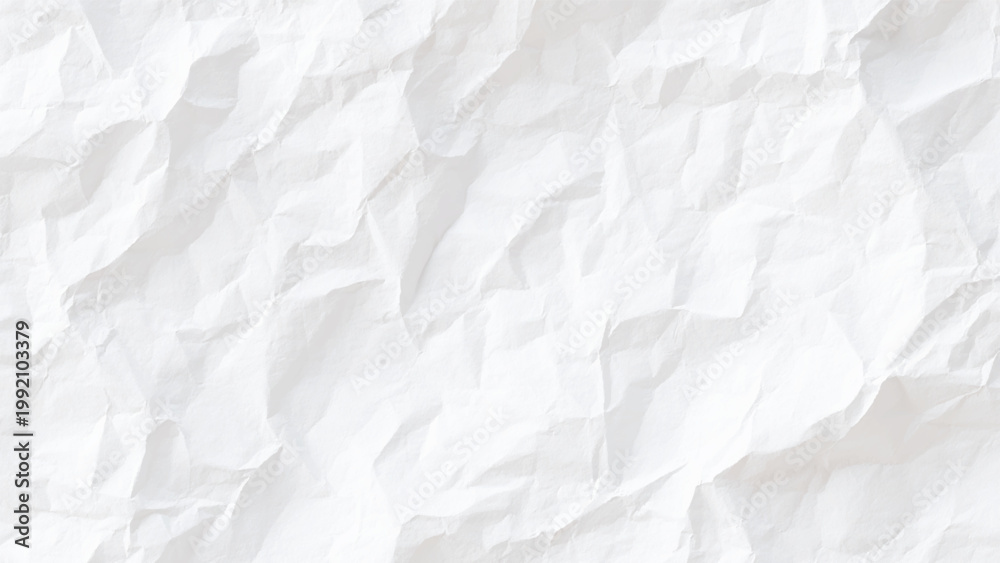 Obraz premium Crumpled white paper texture background with creases and folds
