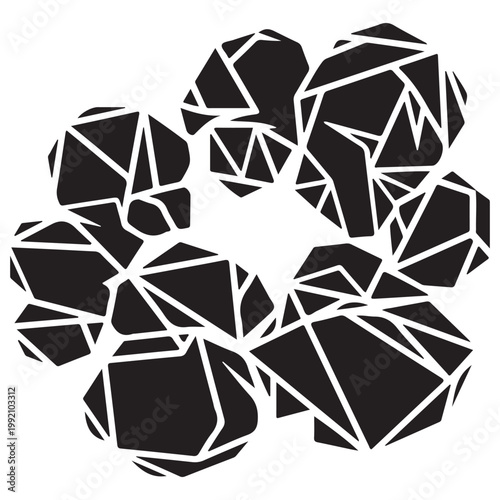 Abstract geometric flower vector illustration with faceted crystalline petals in a circular arrangement for logo design and branding