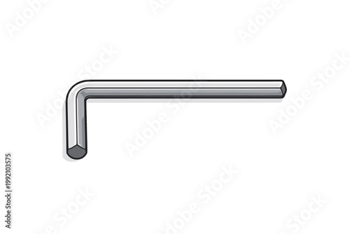 L-shaped Allen key tool for repair and maintenance. Simple flat vector illustration of a silver hex wrench isolated on a white background. Perfect for DIY, construction, and mechanical projects.