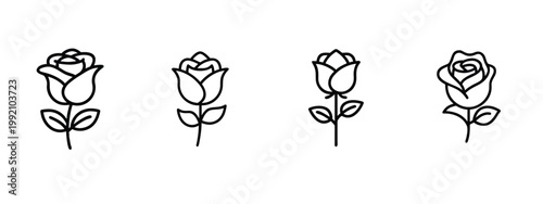 Flower bouquet web line icons set floral bunch blossom gift celebration botanical plant web line icons set & more vector illustration on editable stroke