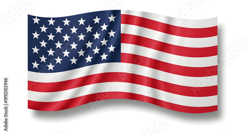 The American flag waving on a transparent background