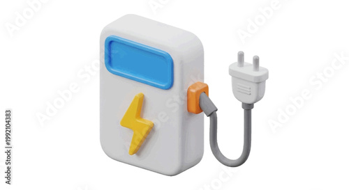 Vector illustration of 3d illustration of a portable electric power charger on a transparent background