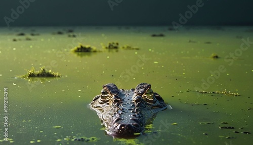 Stealthy Guardian of the Murky Green Bayou Waters