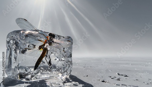 The Frozen Moment: A Dragonfly Trapped in Ice