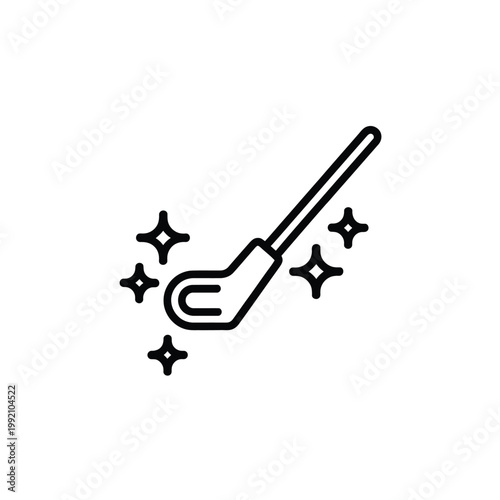 Simple line art illustration of a magic wand with sparkling stars