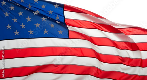 The American flag waving proudly on a transparent background