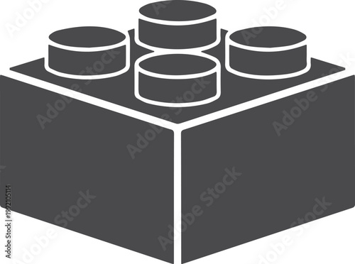 Black and white building block with four studs