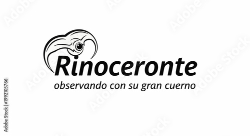 Stylized rhino head graphic with the word "Rinoceronte" and descriptive text