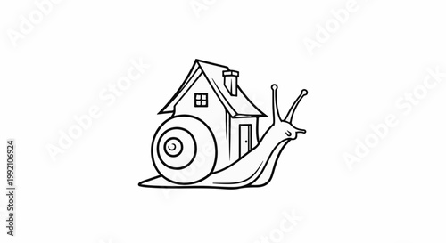Stylized snail with a house for a shell, slow movement concept