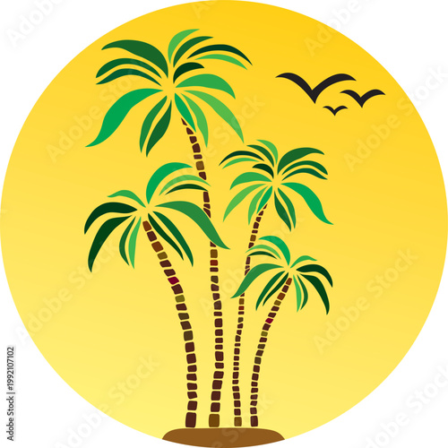 Vector. Tropical palms background for travel or leisure design. island, palms and sun. vector tropical background