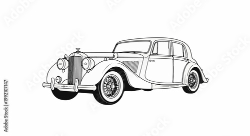 Vintage sedan, elegant curves, classic design, old-fashioned automobile