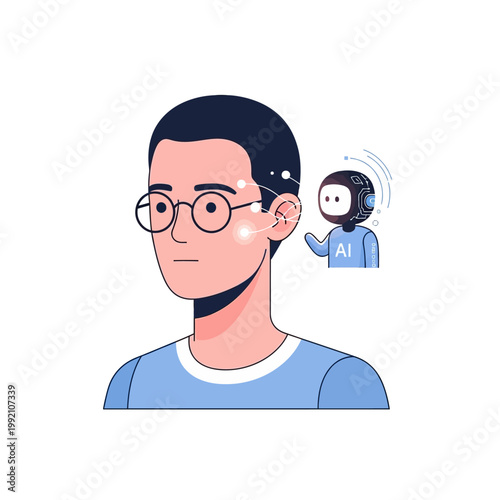 AI assistant whispering ideas near the head