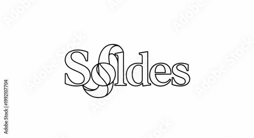 Stylized text outlines of the word "Soldes" on a white background