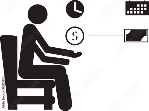 Employee facing salary delay and waiting for paycheck with time stress concept