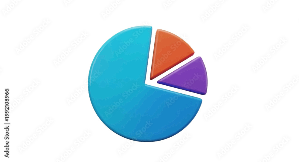 Fototapeta premium Vector illustration&nbsp;of 3d pie chart with three segments on a transparent background