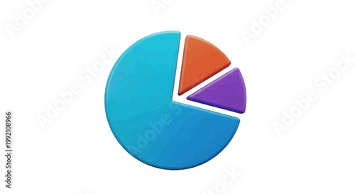 Vector illustration of 3d pie chart with three segments on a transparent background