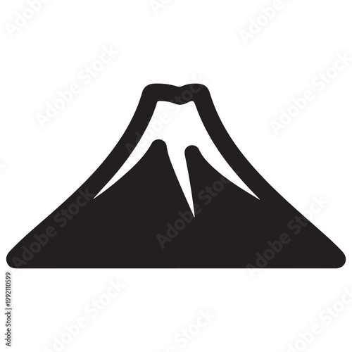 Minimalist Mount Fuji vector icon silhouette representing Japan travel and outdoor adventure tourism