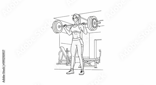 Woman with barbell in gym