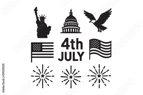 American symbols and festive elements celebrating the fourth of july
