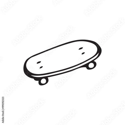 Hand Drawn Skateboard Deck Line Art