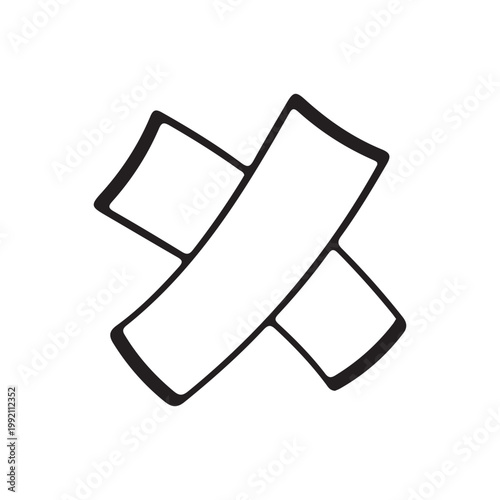 Hand drawn bandage or crossed tapes doodle