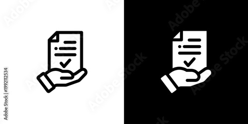 Handout Information Document icon concept with flat Black White Background. Vector illustration.