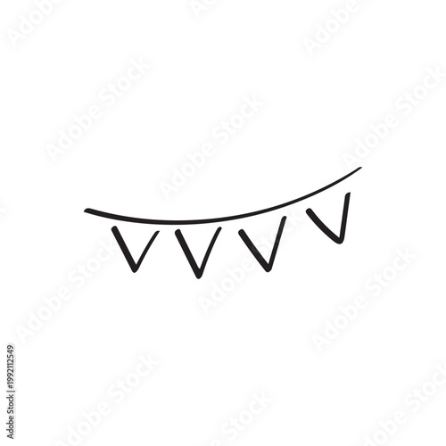 Hand Drawn Party Bunting Garland Line Art