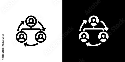 Restructuring Team icon concept with flat Black White Background. Vector illustration.
