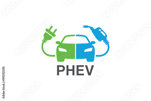 Phev logo featuring a car silhouette with charging plugs