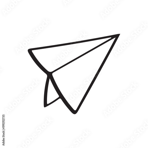 Hand Drawn Paper Plane Flying Line Art