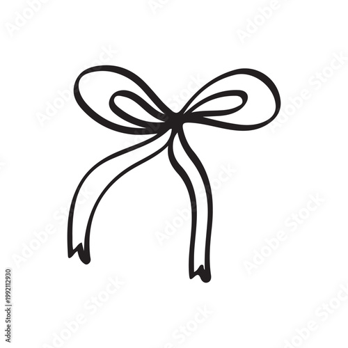 Hand Drawn Ribbon Bow Knot Line Art