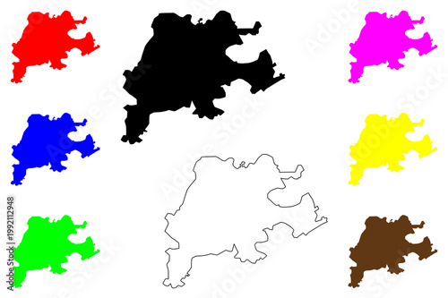 Saint Albans city (United Kingdom of Great Britain and Northern Ireland, UK, England) map vector illustration, scribble sketch St Albans map