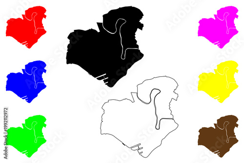 Salford city (United Kingdom of Great Britain and Northern Ireland, UK, England) map vector illustration, scribble sketch Salford map