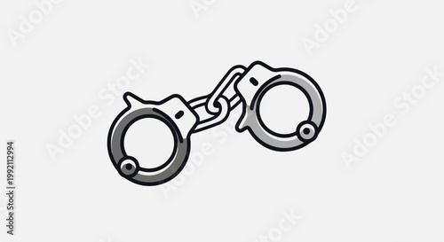 A simple graphic of a pair of linked handcuffs on a light gray background