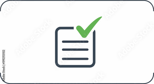 A simple icon of a document with lines and a green checkmark indicating completion