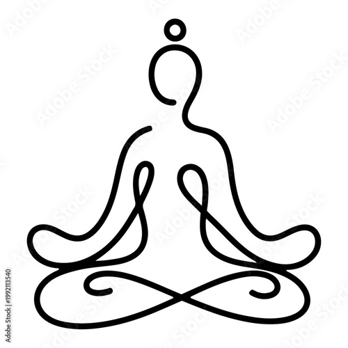 Yoga Meditation Lotus Pose Continuous Line Art Minimalist Vector Illustration for Wellness and Mindfulness Zen Design