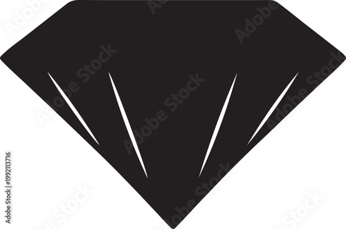 Black Diamond Shape with White Lines on White Background