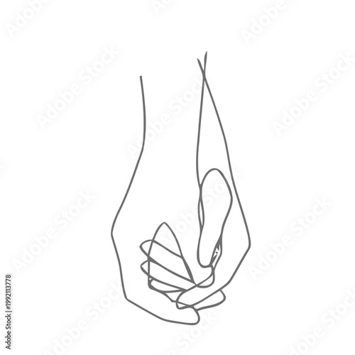 Abstract line drawing depicting two hands gently holding each other