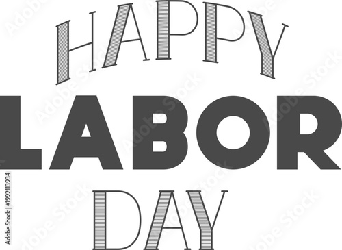 Happy Labor Day icon typography designs with USA flag elements, wrench tools and patriotic colors in red, blue and gray, perfect for holiday greetings, posters and celebration graphics.