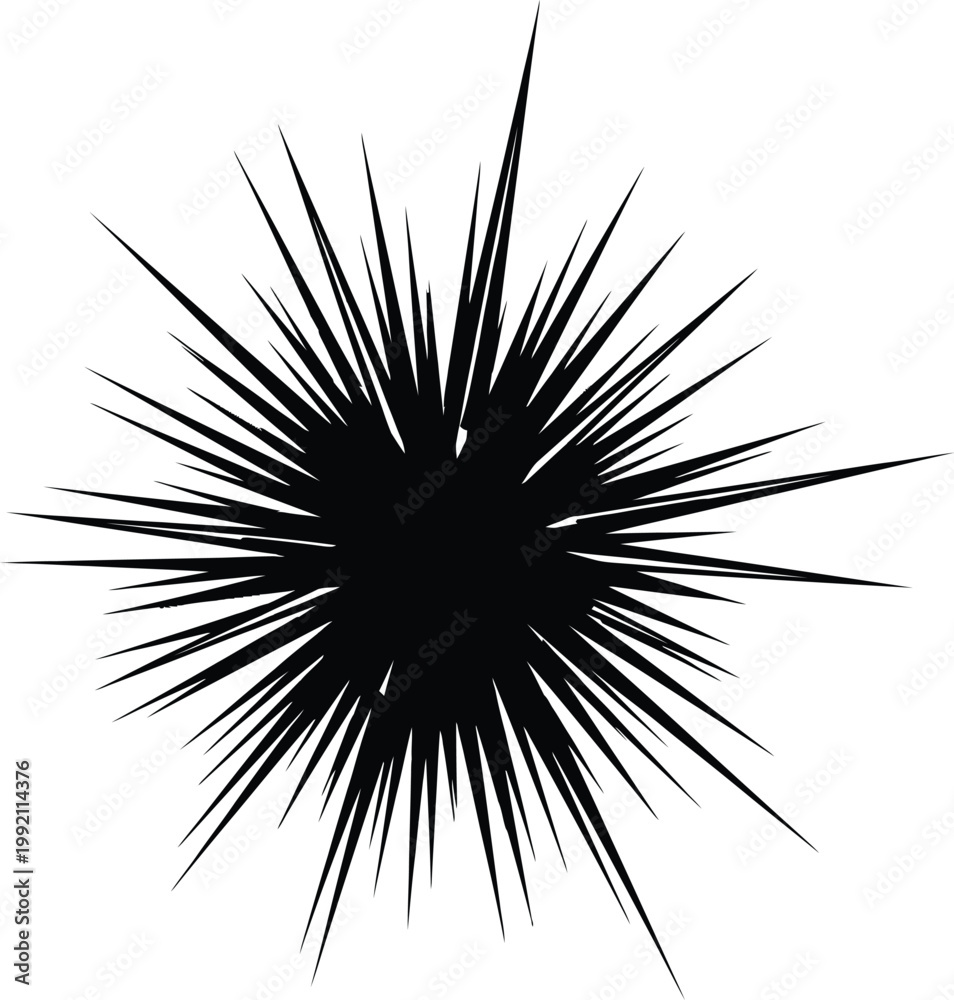 Obraz premium Abstract black silhouette a spiky ink like burst of energy and form