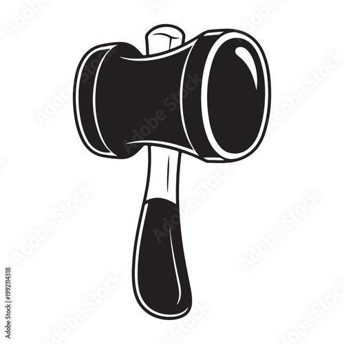 Black and White Hammer Tool Vector Illustration for Construction and Repair Projects