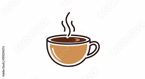 A simple, stylized illustration of a warm cup of coffee with steam rising