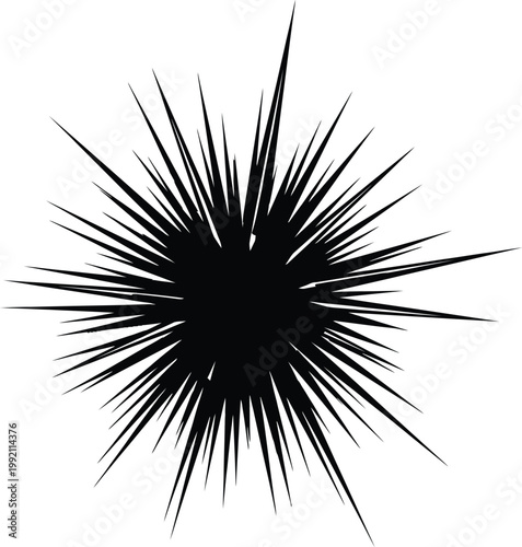 Abstract black silhouette a spiky ink like burst of energy and form