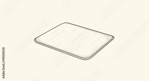 A simple cartoon illustration of a plain, light-colored mattress on a pale background