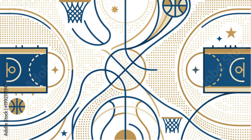 Digital technology concept with interconnected devices and abstract network lines in a modern style