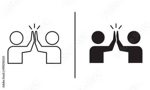 Team High Five Icon Vector. Success, Collaboration, Friendship Symbol