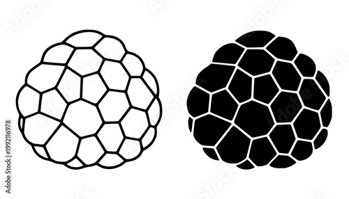 Truffle minimalist icon, in outline and silhouette design, isolated on transparent background