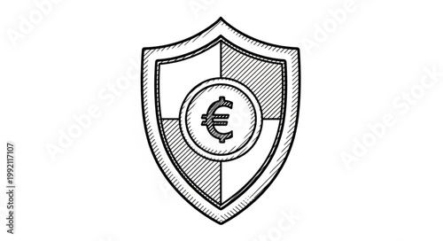Euro Currency Symbol Shield Protection Security Concept.